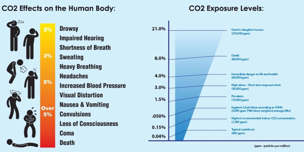 Effects of Co2 levels on the human body