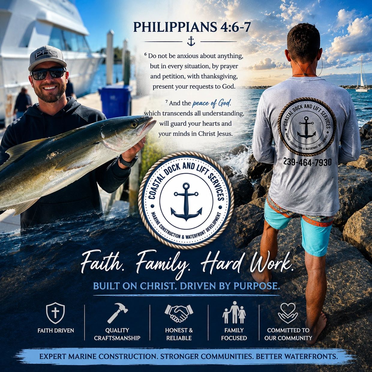 Coastal Dock and Lift Services: Faith, family, and quality craftsmanship by the water.
