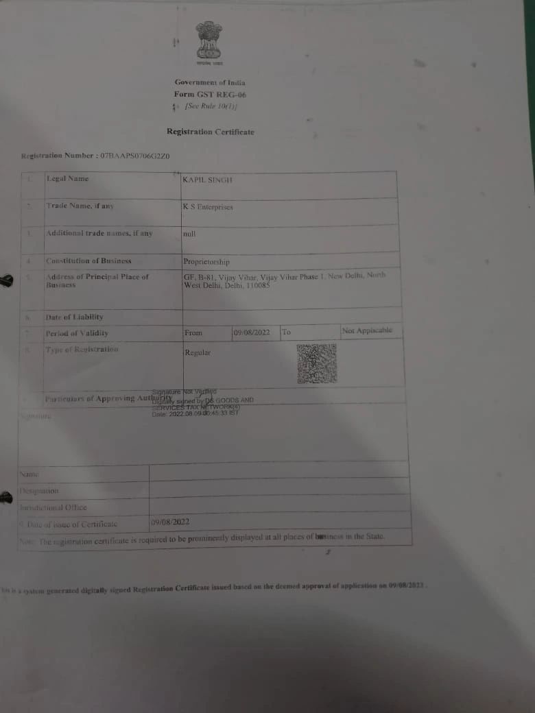 REGISTRED GST CERTIFICATE