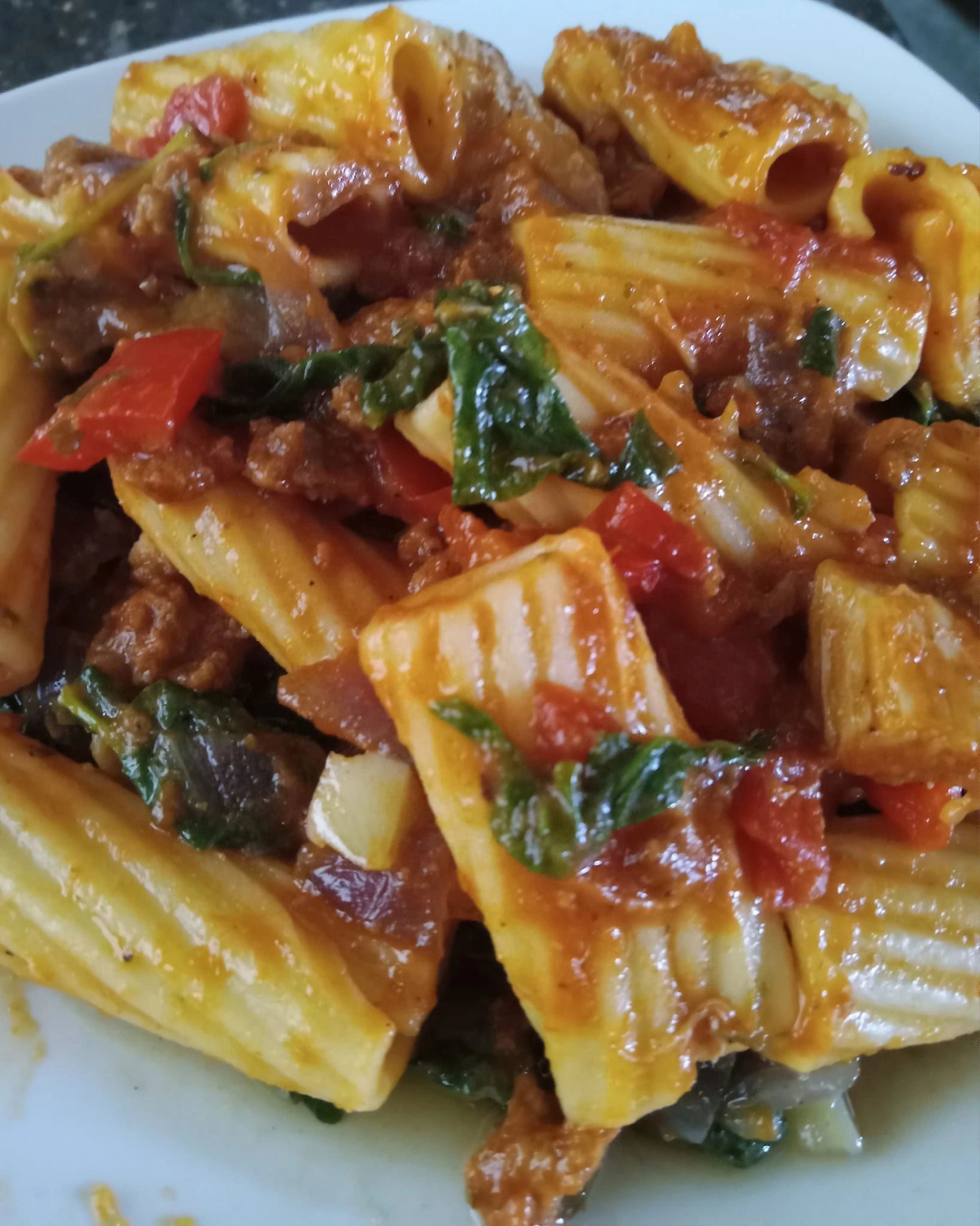 Beef, Lamb, & Pork Ragu with Spinach, Garlic, Onion & Bell Pepper