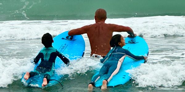 Surfing lesson at South Padre Island with kids