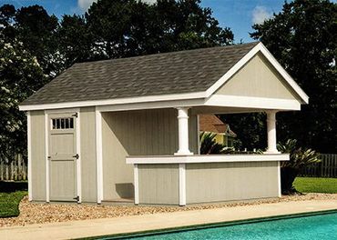 Lancaster County Avalon Pool Houses Features two 18″x27″ windows with trim and a tall single deluxe