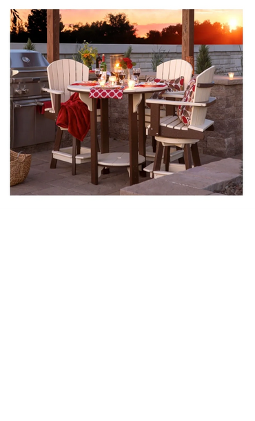 42 in round table with swivel balcony chairs poly