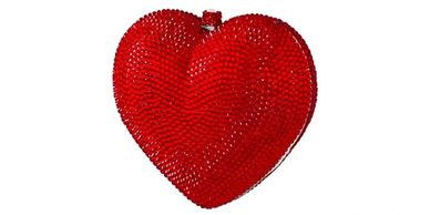 Heart Shaped Crystal Bridal Clutch Crimson Red Judith Leiber inspired