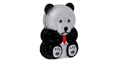 Crystal Teddy Bear Clutch Holiday Wedding Party Evening Bag Black Silver Judith Leiber Inspired