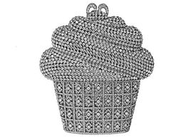 Celebrating You Shop Ice Cream Cone Shaped Crystal Clutch Cup Cake Evening Bag Silver 