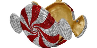 Peppermint Candy Shaped Crystal Clutch Holiday Party Evening Bag Kris Jenner Judith Liber inspired