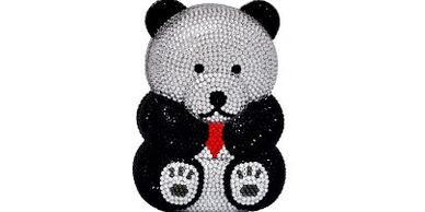 Teddy Bear Shaped Crystal Clutch Evening Bag Purse Black Silver Judith Leiber Inspired