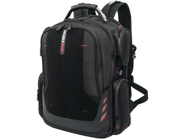 Mobile Edge - Core Gaming Checkpoint Friendly 18.4' Backpack w/Velcro Front Panel - Black with Red T