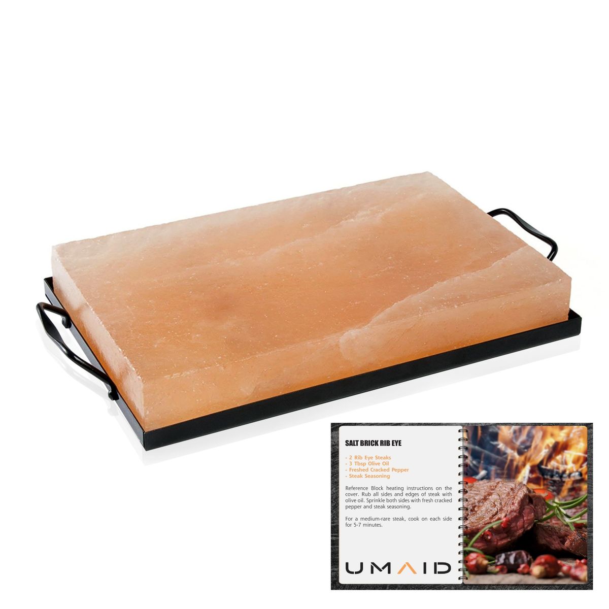 UMAID Natural Himalayan Salt Block Cooking Plate 12 X 8 X 1.5 for