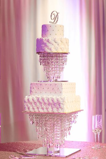 Crystal cake stands add elegance to this buttercream design.