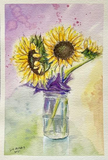 Sunflowers in Glass Jar
