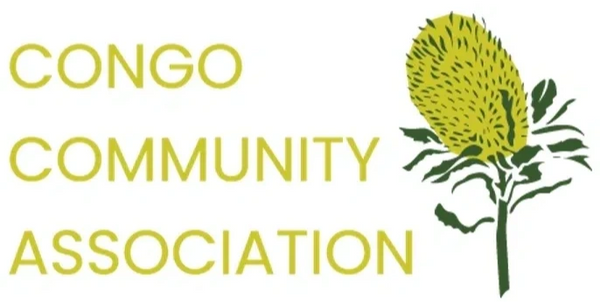 Words: Congo Community Association. Banksia is on the right of the wording.