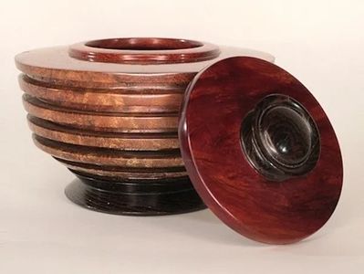 Image of Small Wooden Urn 0519-01

External Size: 5"d X  3-1/2"h
Internal Capacity: 20 cu. in.
