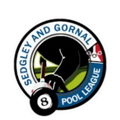 Logo of Sedgley and Gornal Pool League with an 8-ball.
