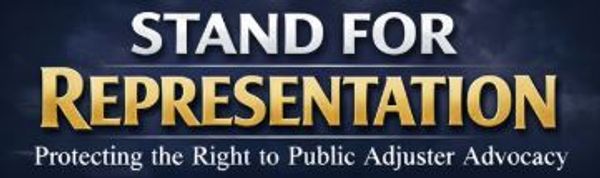 Text advocating for public adjuster representation rights.