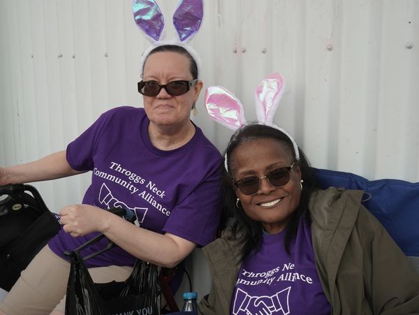 Volunteers with bunny ears