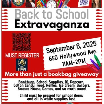 Poster for back to school extravaganza in Throggs neck