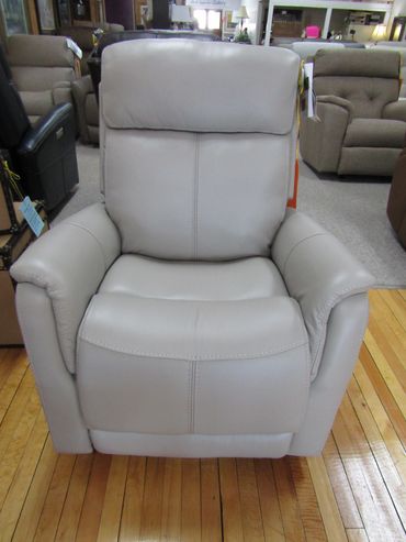 View Leather 360° Power Swivel Recliner with Power Headrest and Lumbar 