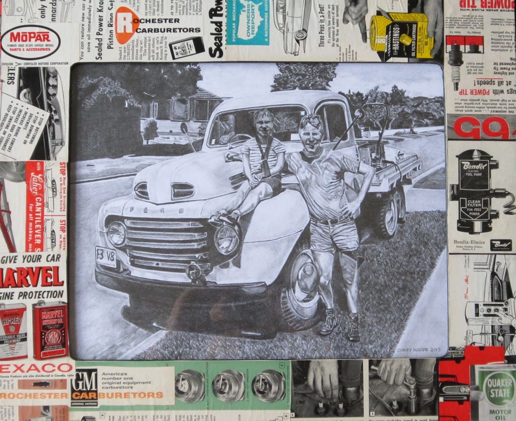 Vintage truck
Decoupage picture frame
Ford Bonus
Pencil on paper