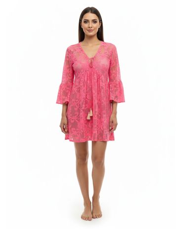 Elegant and lightweight net top designed in a clean, single-dyed finish. Perfect for layering, 