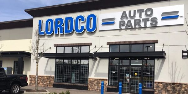 Storefront of LORDCO Auto Parts with clear signage and entrance.