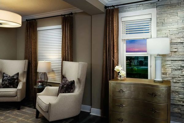 MASTER BEDROOM cordless white faux wood blinds. San Antonio, TX. SEGUIN, TX