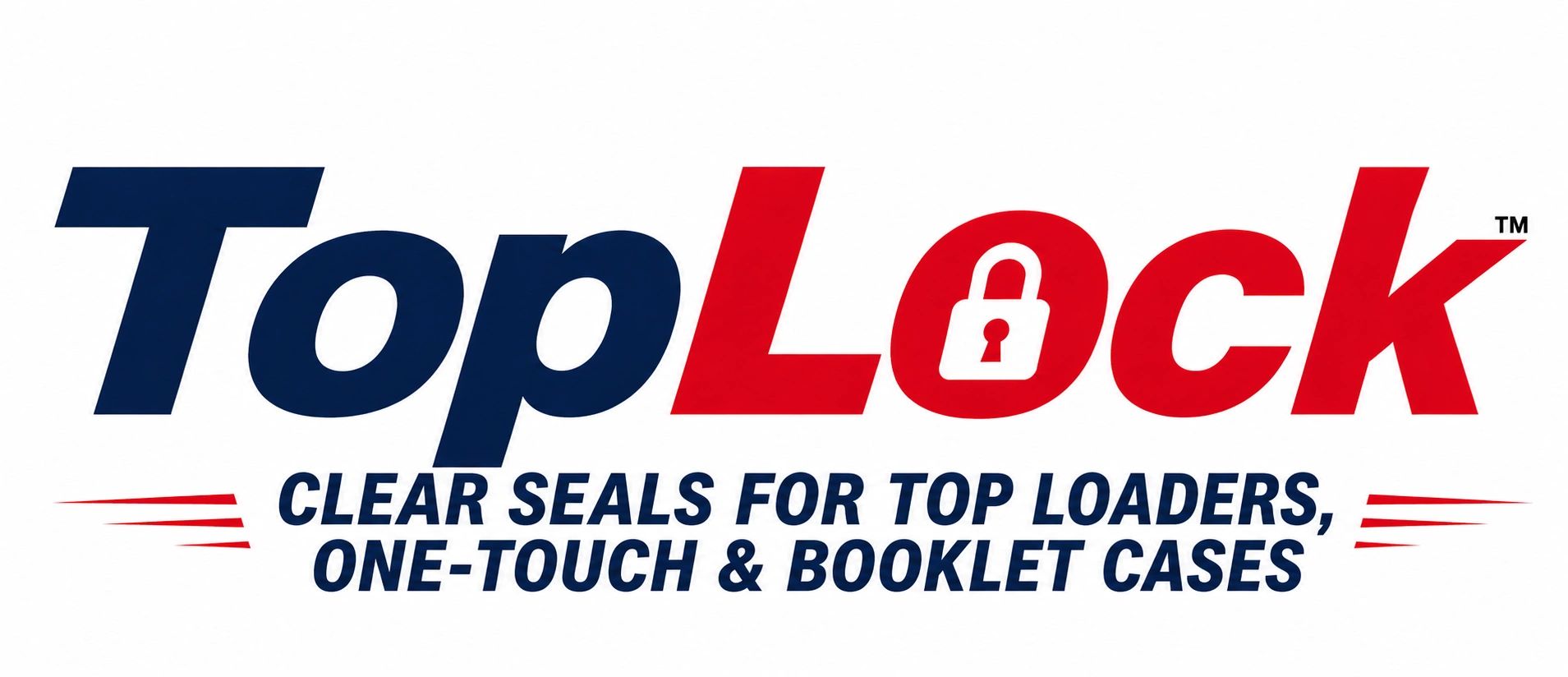 TopLock logo with a padlock symbol in the text, promoting clear seals for loaders and cases.