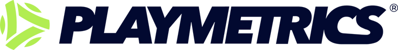 Playmetrics logo with green and dark blue colors.
