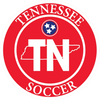 Tennessee Soccer logo with state outline and stars in red and white.