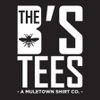 Logo for The B's Tees, featuring a bee and bold white text on black.
