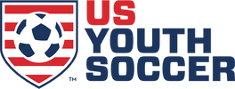 US Youth Soccer logo featuring a soccer ball and red stripes.