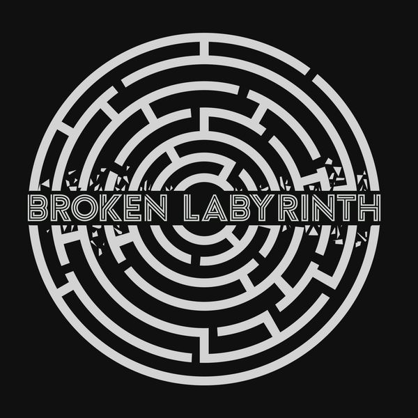 A circular maze with the words 'BROKEN LABYRINTH' cutting through its center.