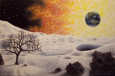 Watching Earth Burn From Baco (oil painting on a 24"x 36" canvas)
