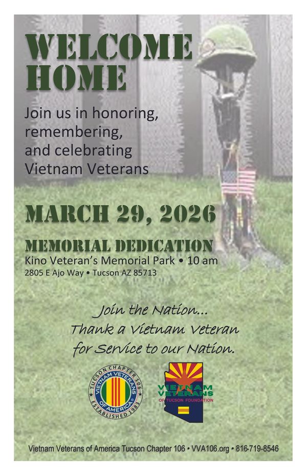 We will be having a ceremony celebrating Vietnam Veterans on March 29, 2026 

Please participate by 