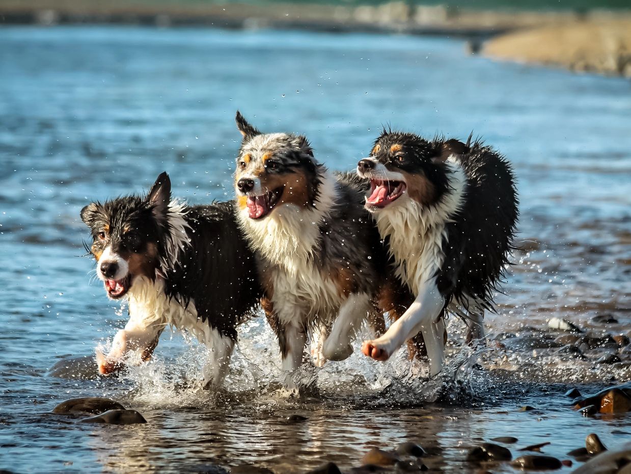 Three Aussie girls running on the  Oregon beach Bright Eyes Aussie girls Washington California Arizo