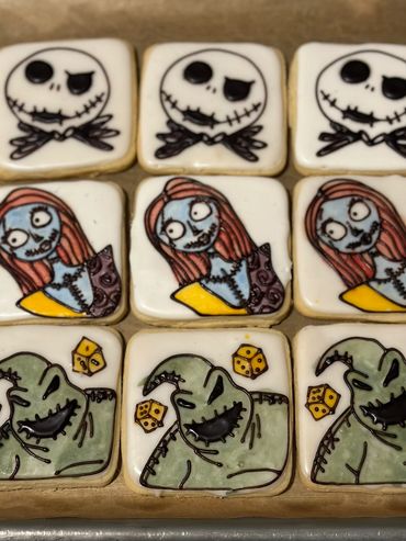 Nightmare Before Christmas sugar cookies—spooky, festive, & perfect for Halloween or holiday treats!