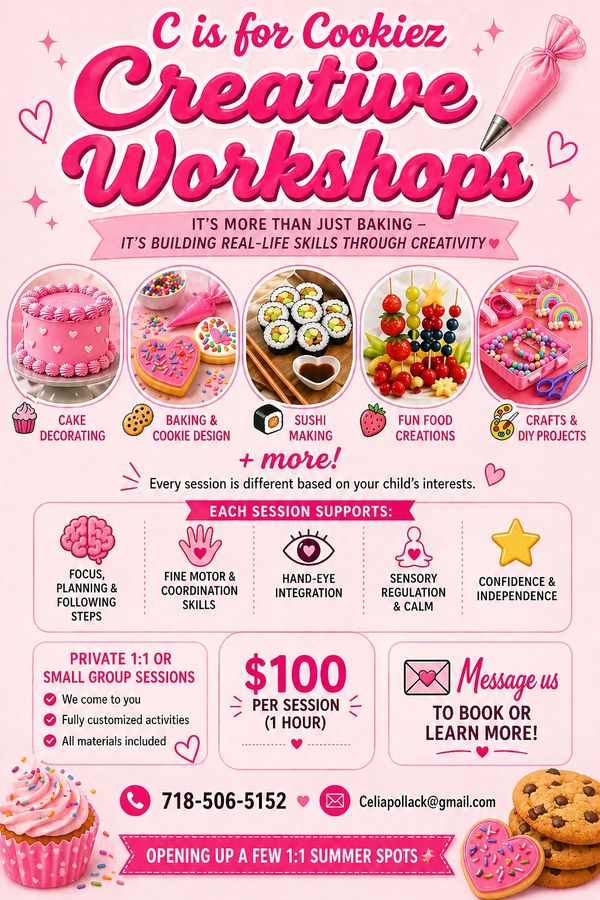 Creative workshops for kids in baking, sushi, crafts, and fun food with skill-building focus.
