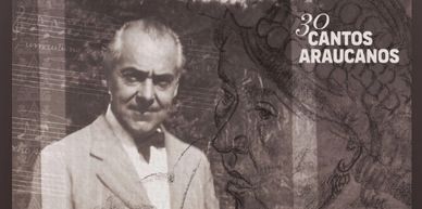 Black and white image of a man with the text '30 Cantos Araucanos'.