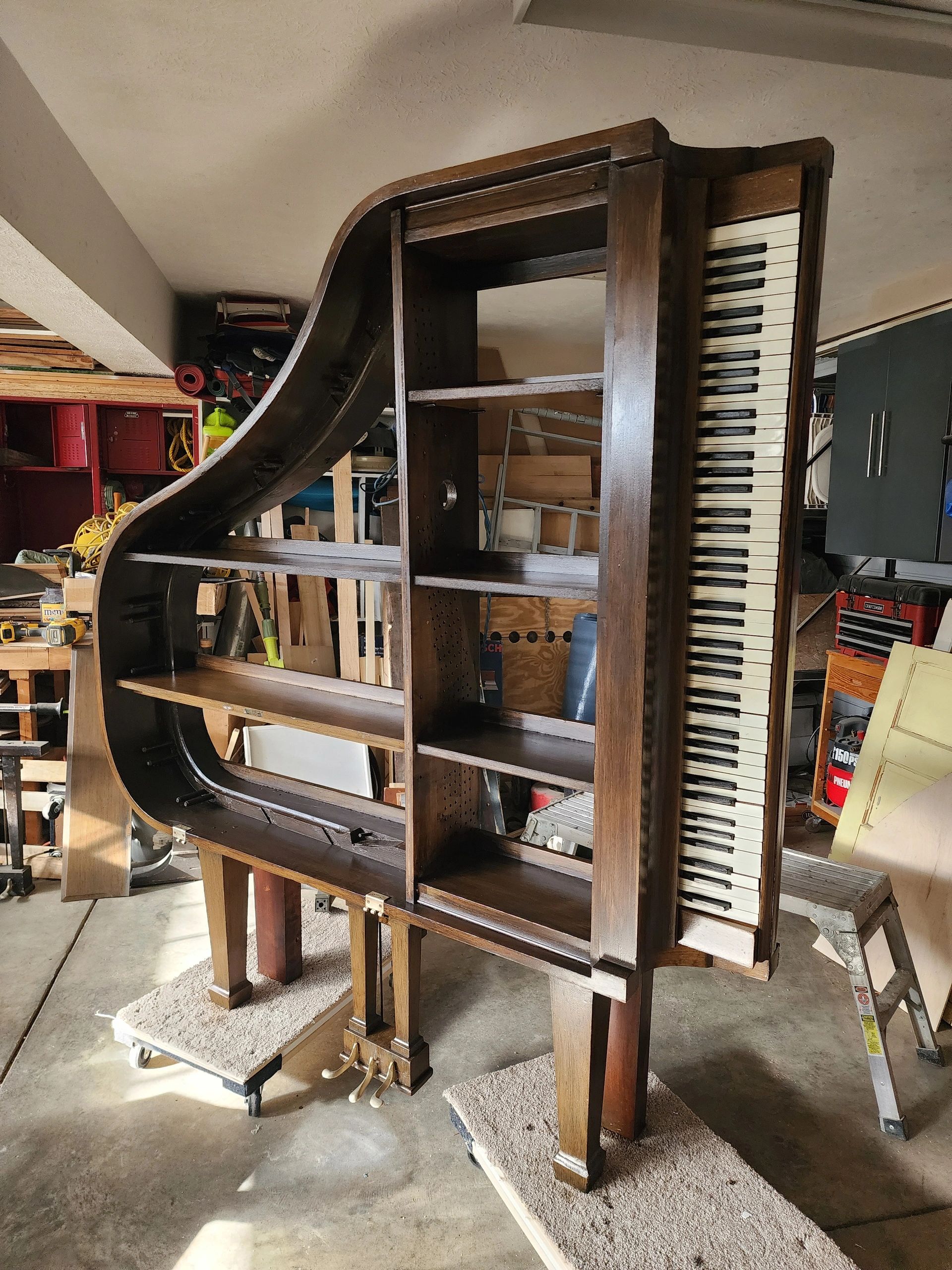 baby grand piano bookcase open back piano conversion to bookcase