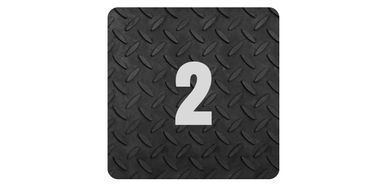 Black checkered plate square with the number 2