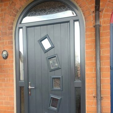 Solid Core Composite door with an Arched frame in Anthracite Grey from our contemporary range.