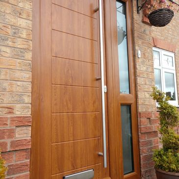 Stunning Golden Oak Solid Core Composite front door with a matching Oak frame fitted in York.