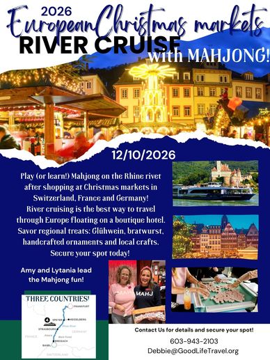 2026 European Christmas markets river cruise with Mahjong on the Rhine river.