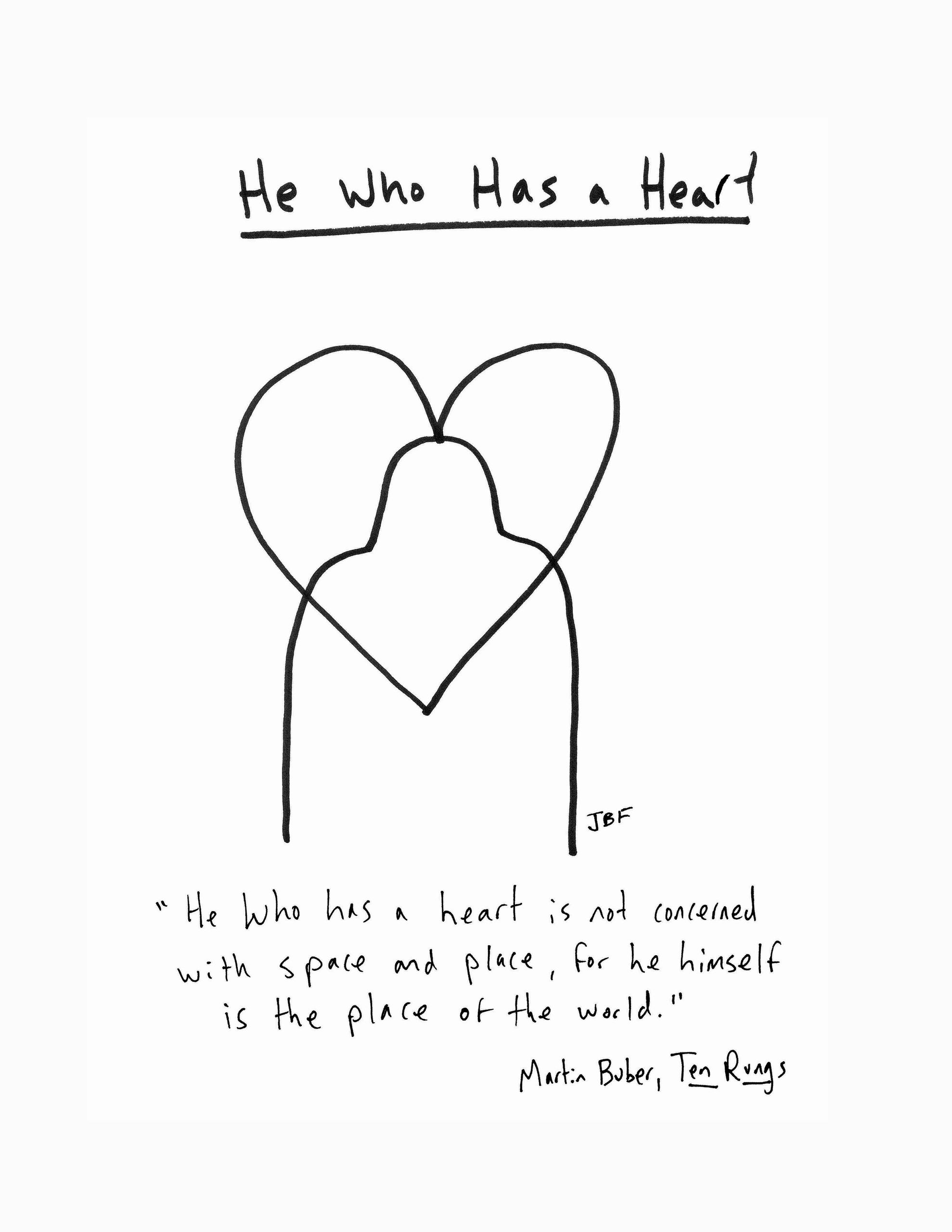 Illustration with a quote about the heart and place by Martin Buber.