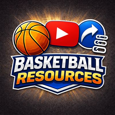 Basketball Resources logo with icons of a basketball, YouTube play button, and a share symbol.