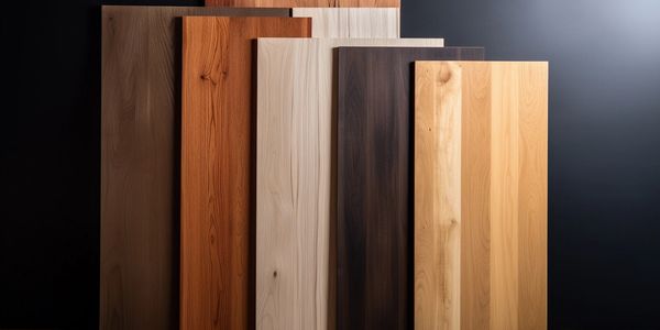 Examples of different types of wood used in cabinetry