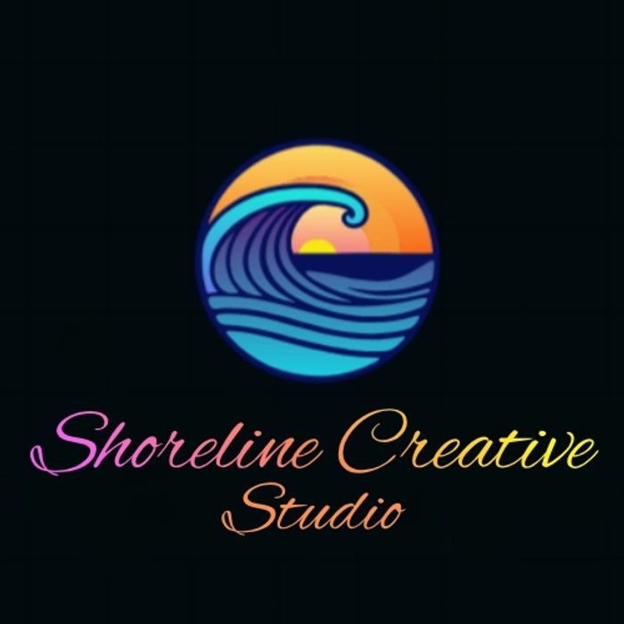 Colorful logo with wave and sunset for Shoreline Creative Studio.