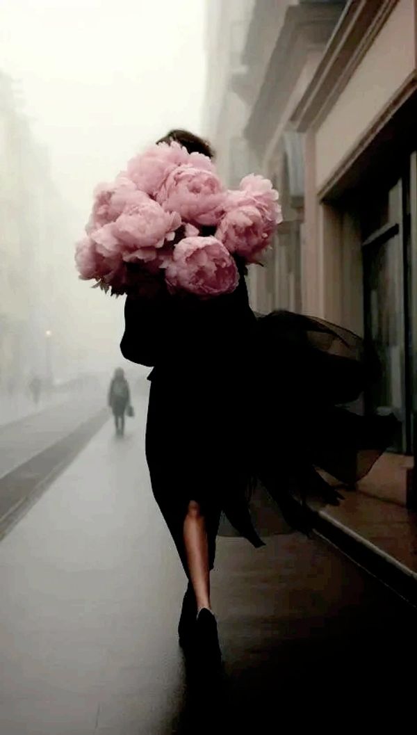 Women walking with flowers