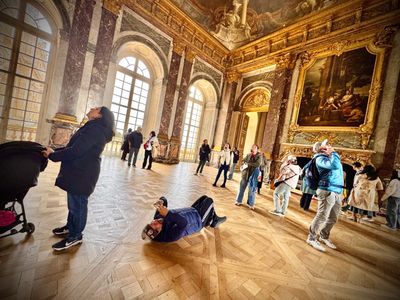 Stretch your imagination when capturing a mural even if it’s laying on the floor at Versailles. 